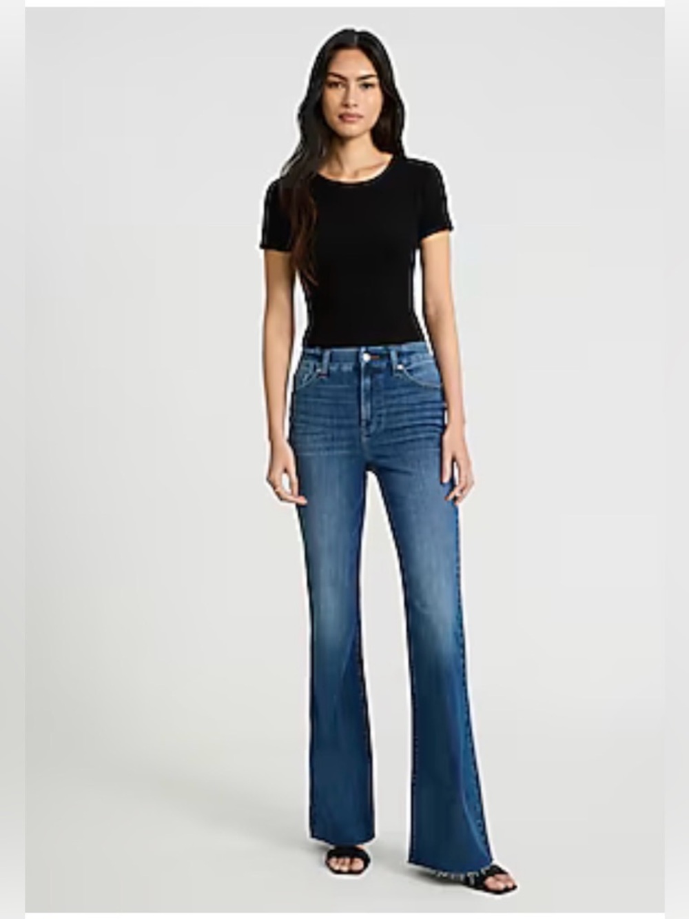 Express High-Rise Flare Jeans in Medium Blue Wash